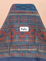 Elegant Navy Blue Chanderi Saree Pallu