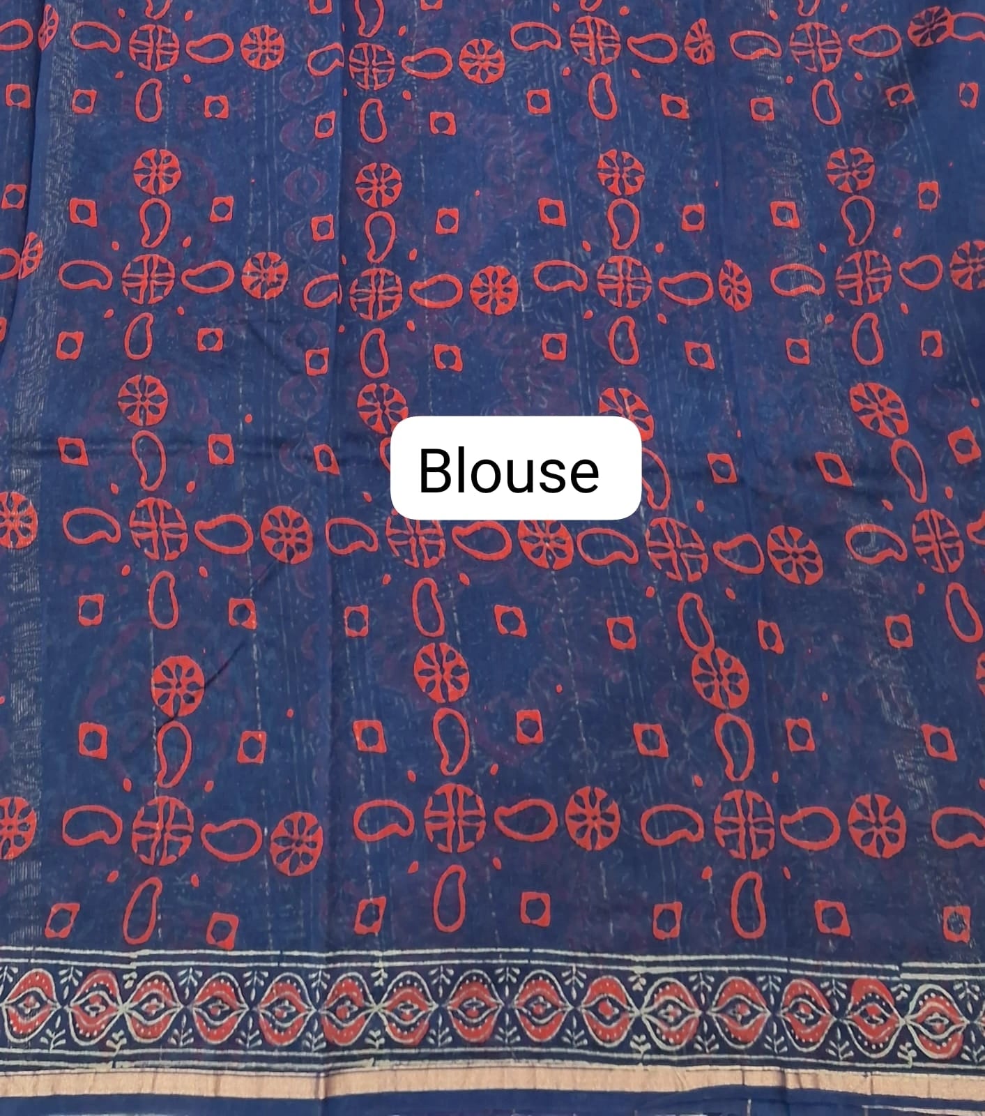 Elegant Navy Blue Chanderi Saree Blouse
