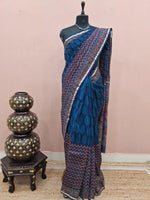 Elegant Navy Blue Chanderi Saree