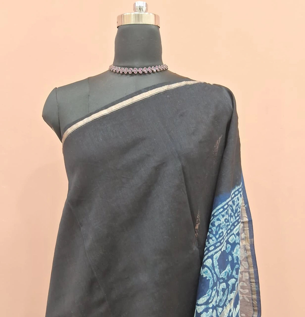 Elegant Black Chanderi Saree 1