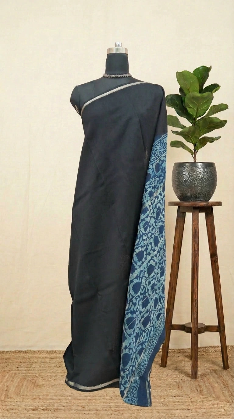 Elegant Black Chanderi Saree