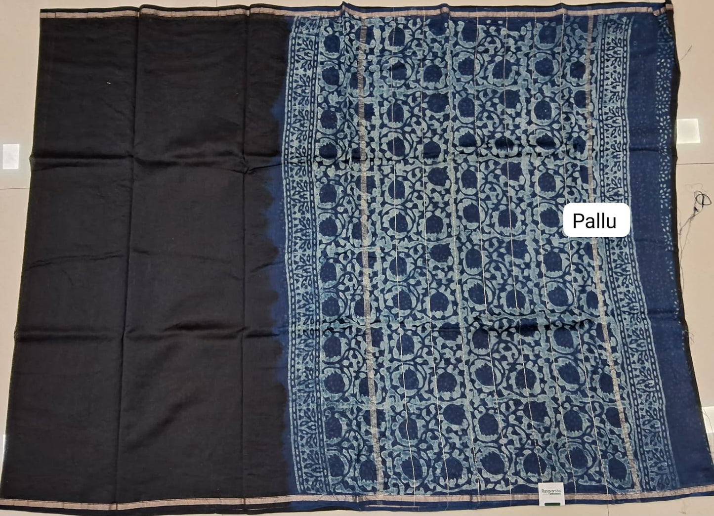 Black Chanderi Saree pallu