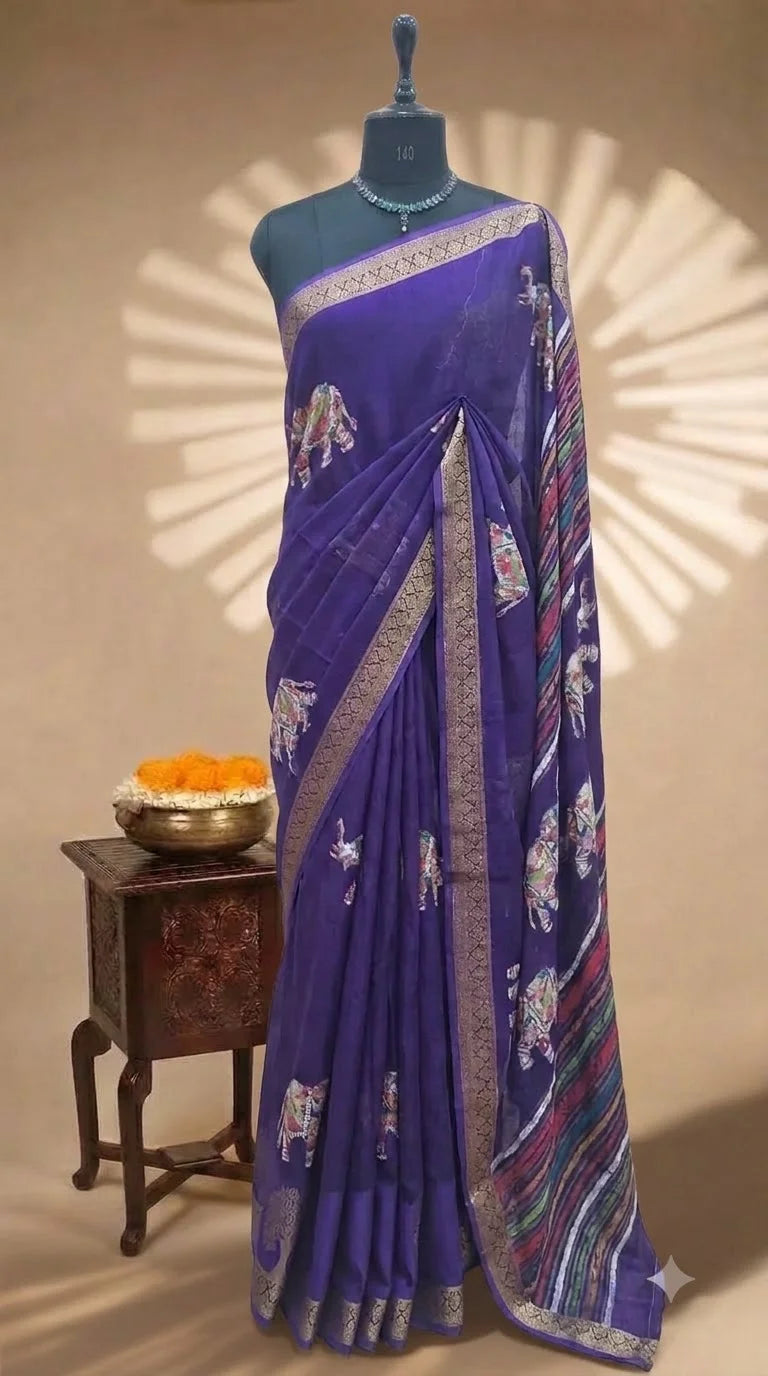 Purple Chanderi Saree 