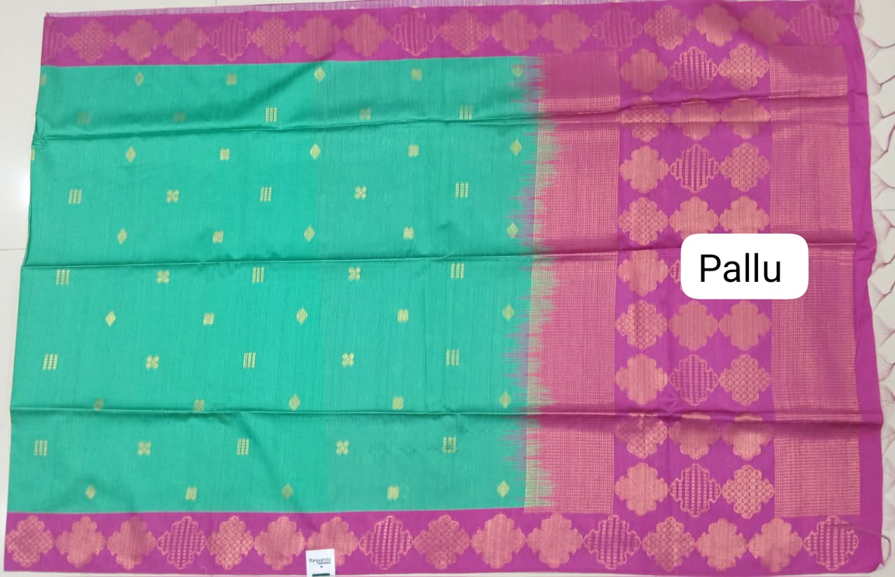 Sea Green Chandheri Pattu Saree Pallu
