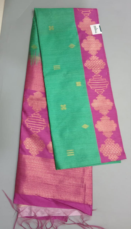 Sea Green Chandheri Pattu Saree