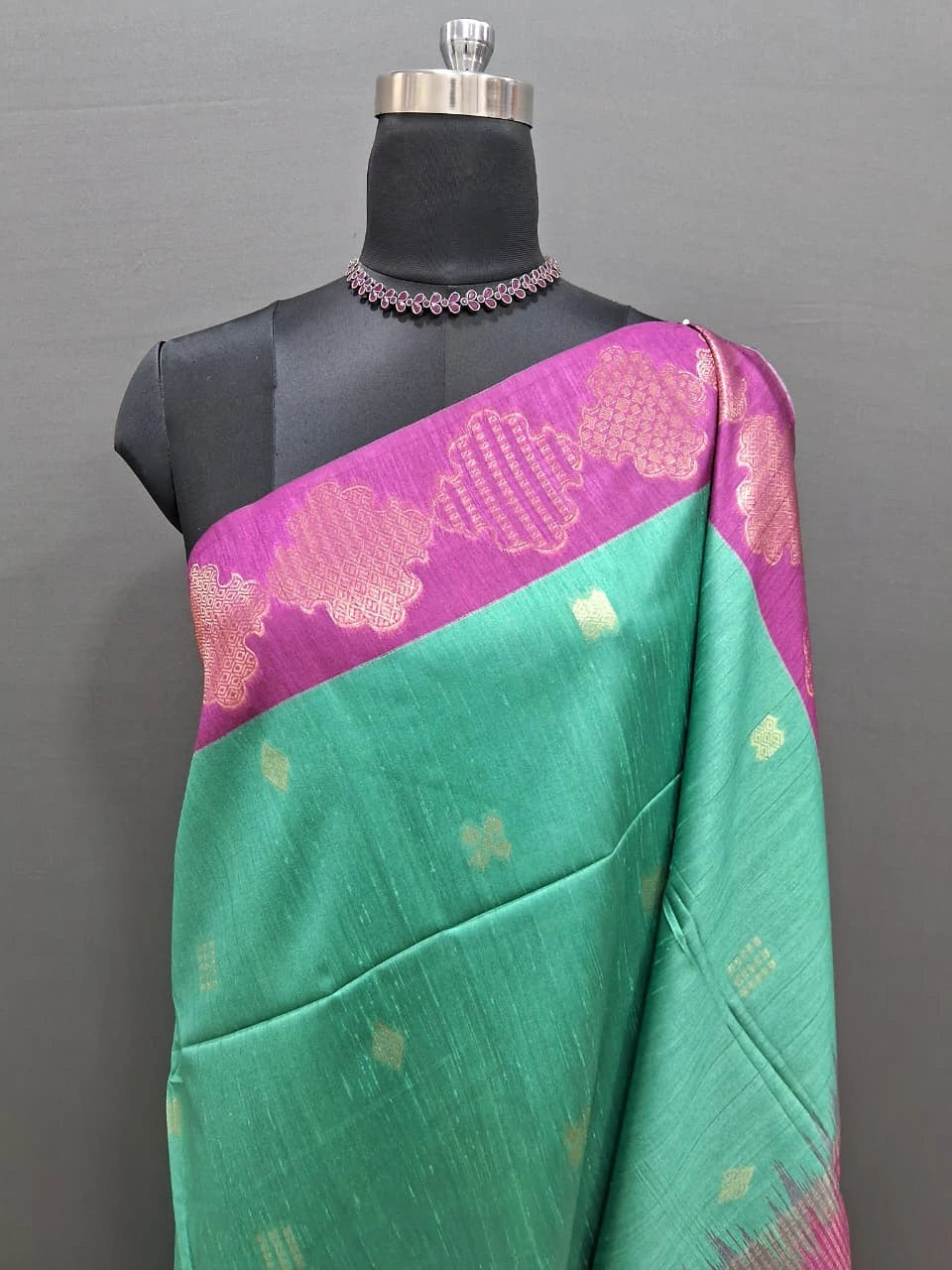Sea Green Chandheri Pattu Saree 1