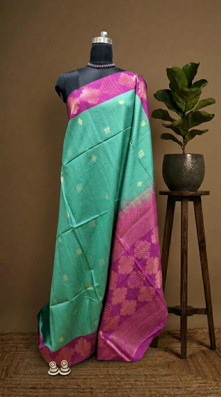 Sea Green Chandheri Pattu Saree