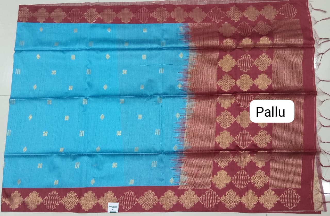 Sky Blue Chandheri Pattu Saree Pallu