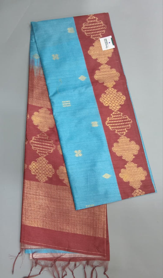 Sky Blue Chandheri Pattu Saree