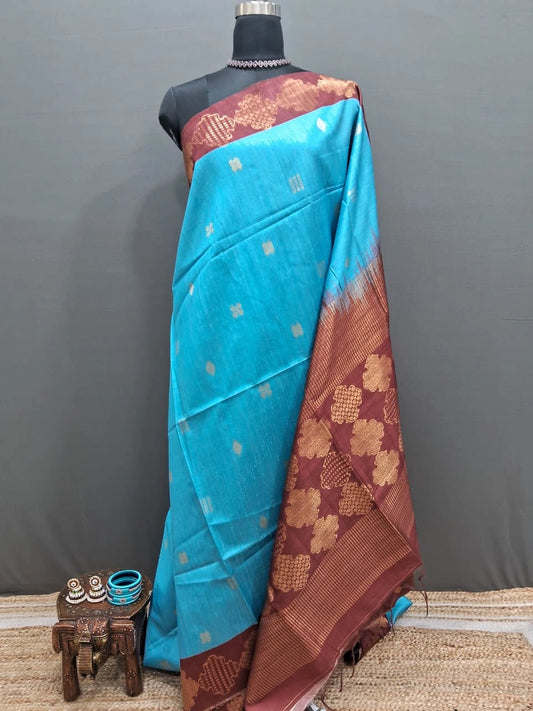 Sky Blue Chandheri Pattu Saree
