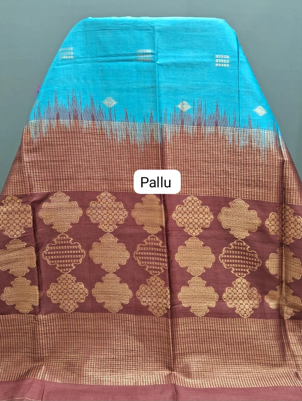 Sky Blue Chandheri Pattu Saree Pallu