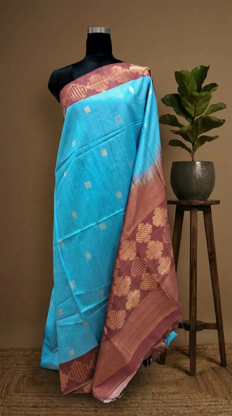 Sky Blue Chandheri Pattu Saree