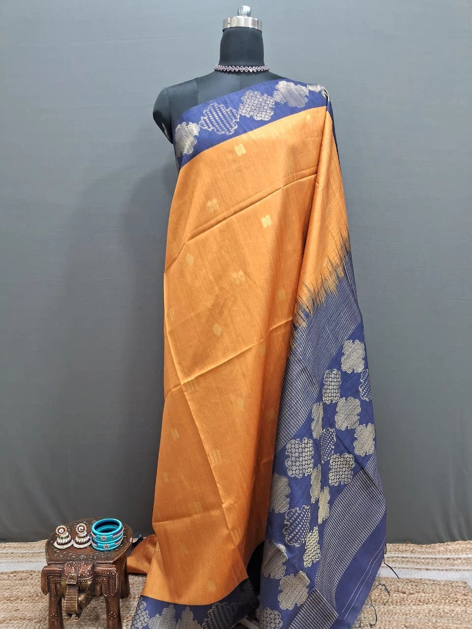 Mustard Yellow Chandheri Pattu Saree