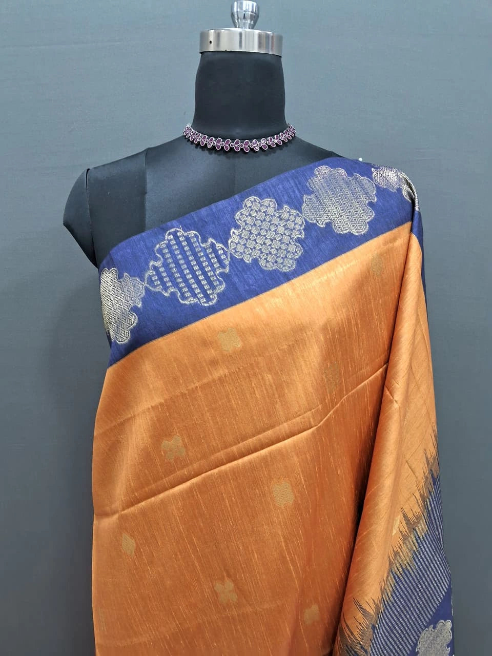 Mustard Yellow Chandheri Pattu Saree 1