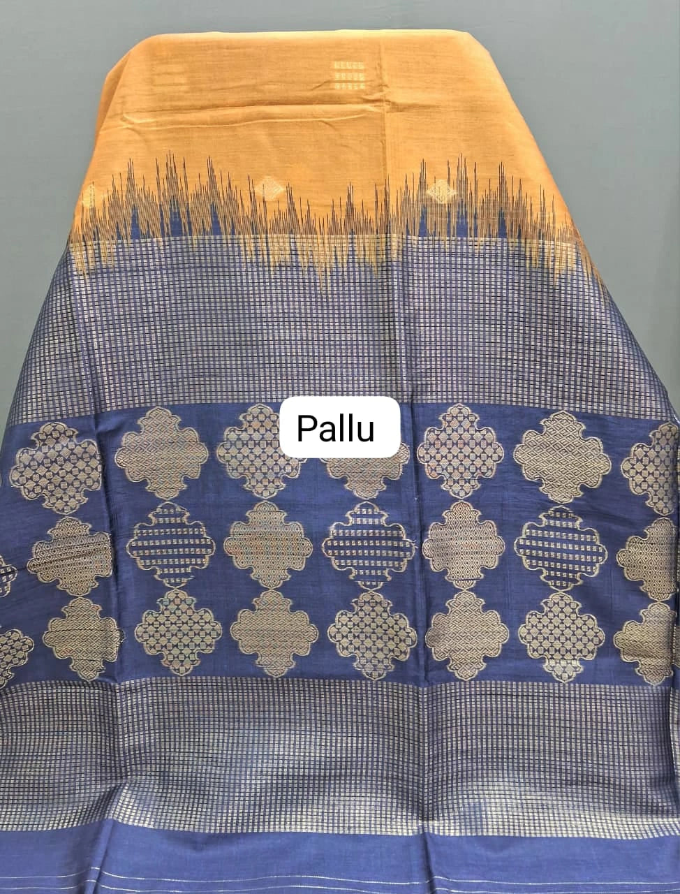 Mustard Yellow Chandheri Pattu Saree Pallu