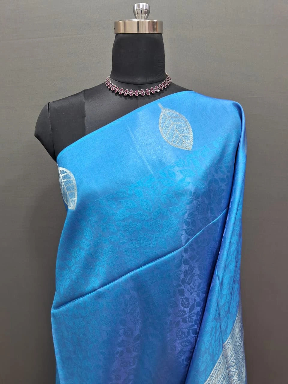 Caribbean Blue Chandheri Pattu Saree 1