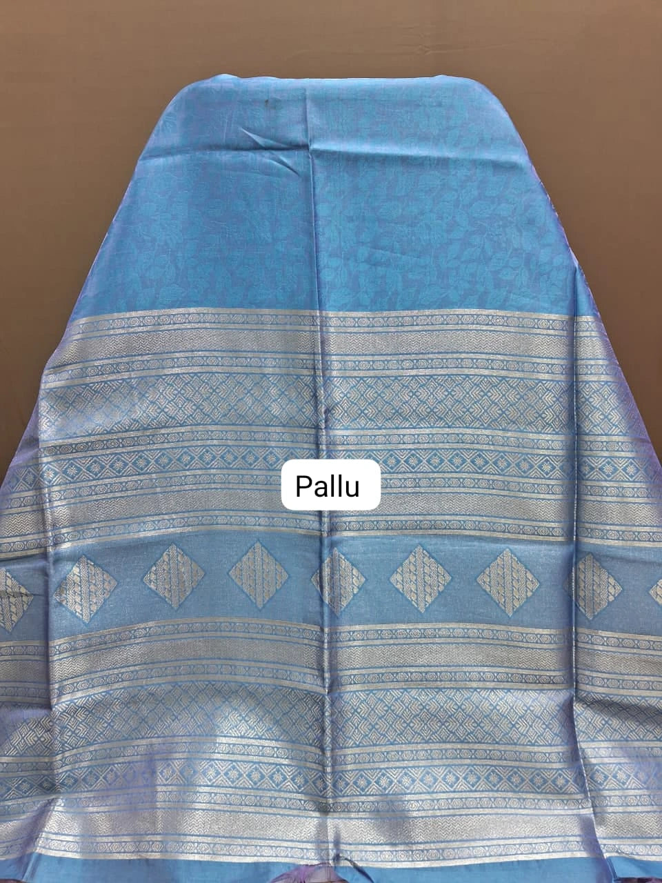 Caribbean Blue Chandheri Pattu Saree Pallu