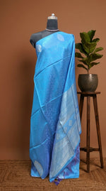 Caribbean Blue Chandheri Pattu Saree