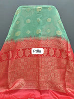 Sea Green Chandheri Pattu Saree Pallu