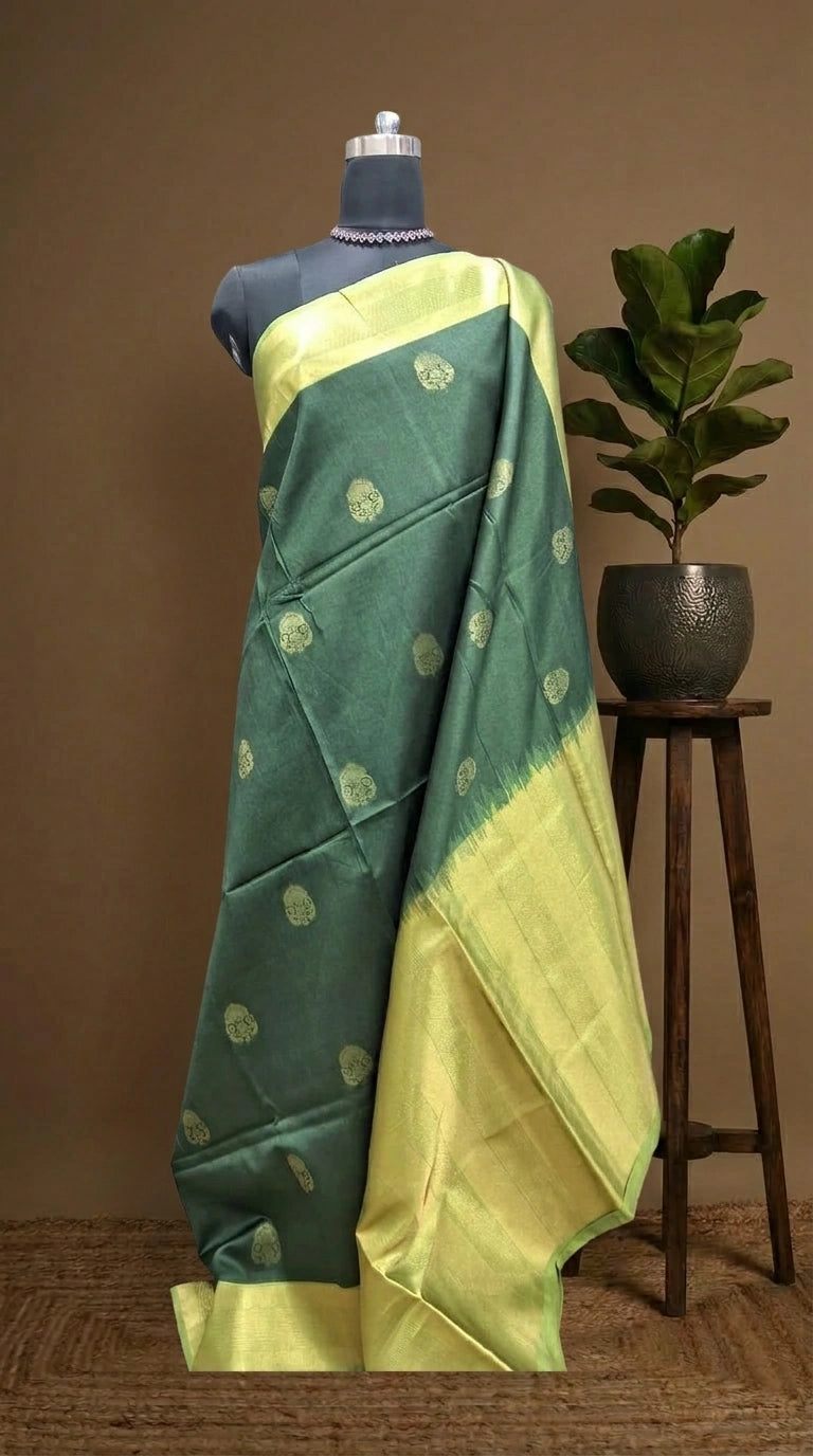 Bottle Green Chandheri Pattu saree