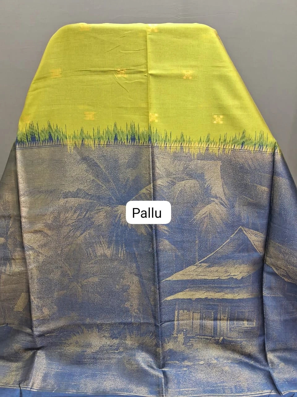 Bright Green Chandheri Pattu saree Pallu