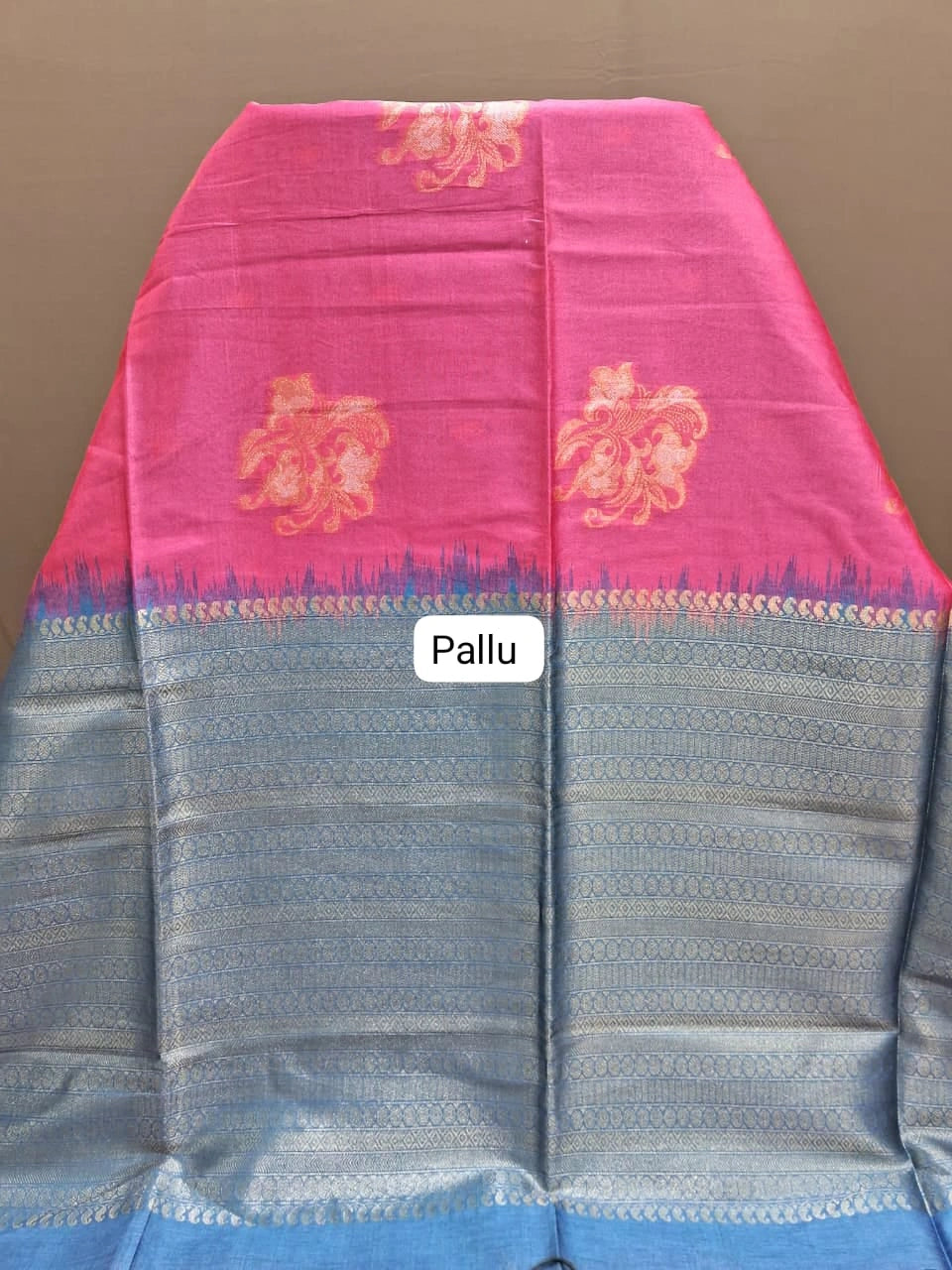 Pink Chandheri Pattu saree pallu