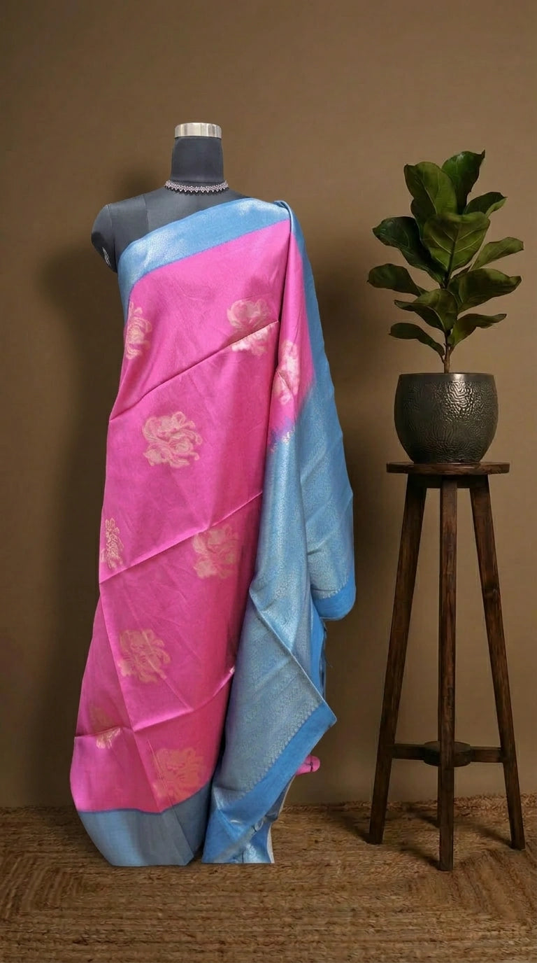 Pink Chandheri Pattu saree