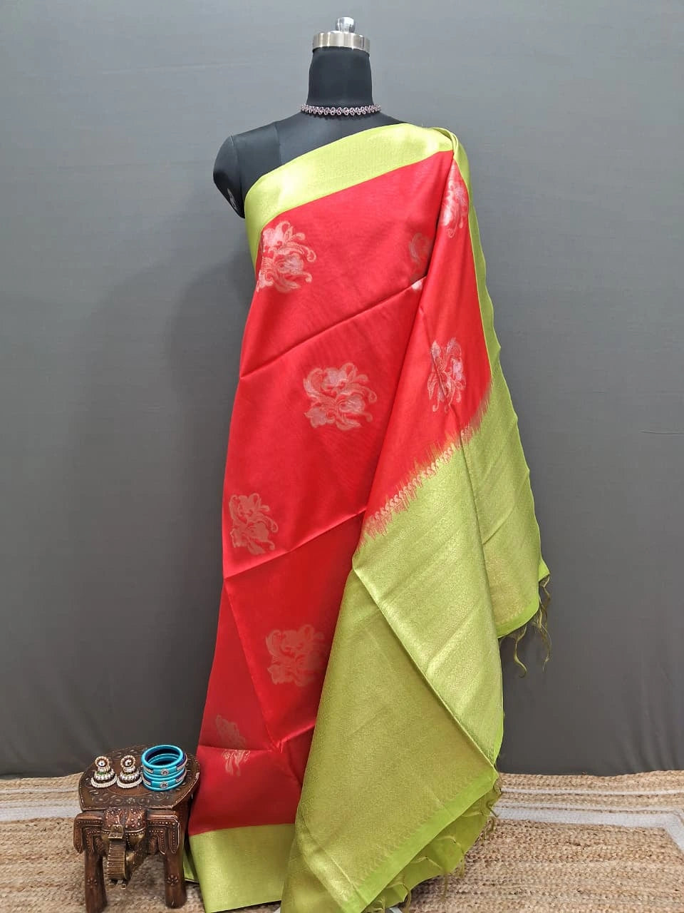 Fire Red Chandheri Pattu saree