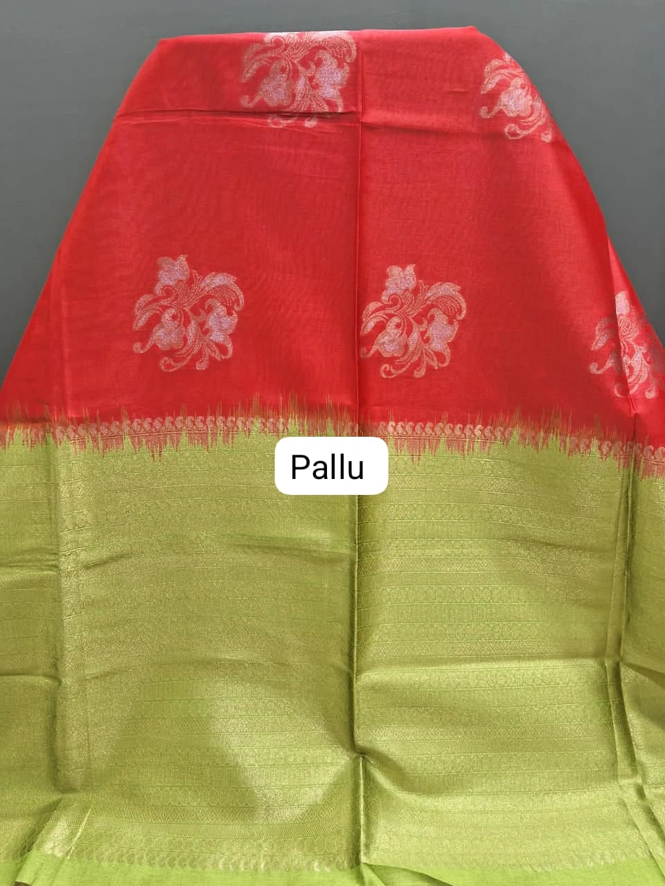 Fire Red Chandheri Pattu saree Pallu
