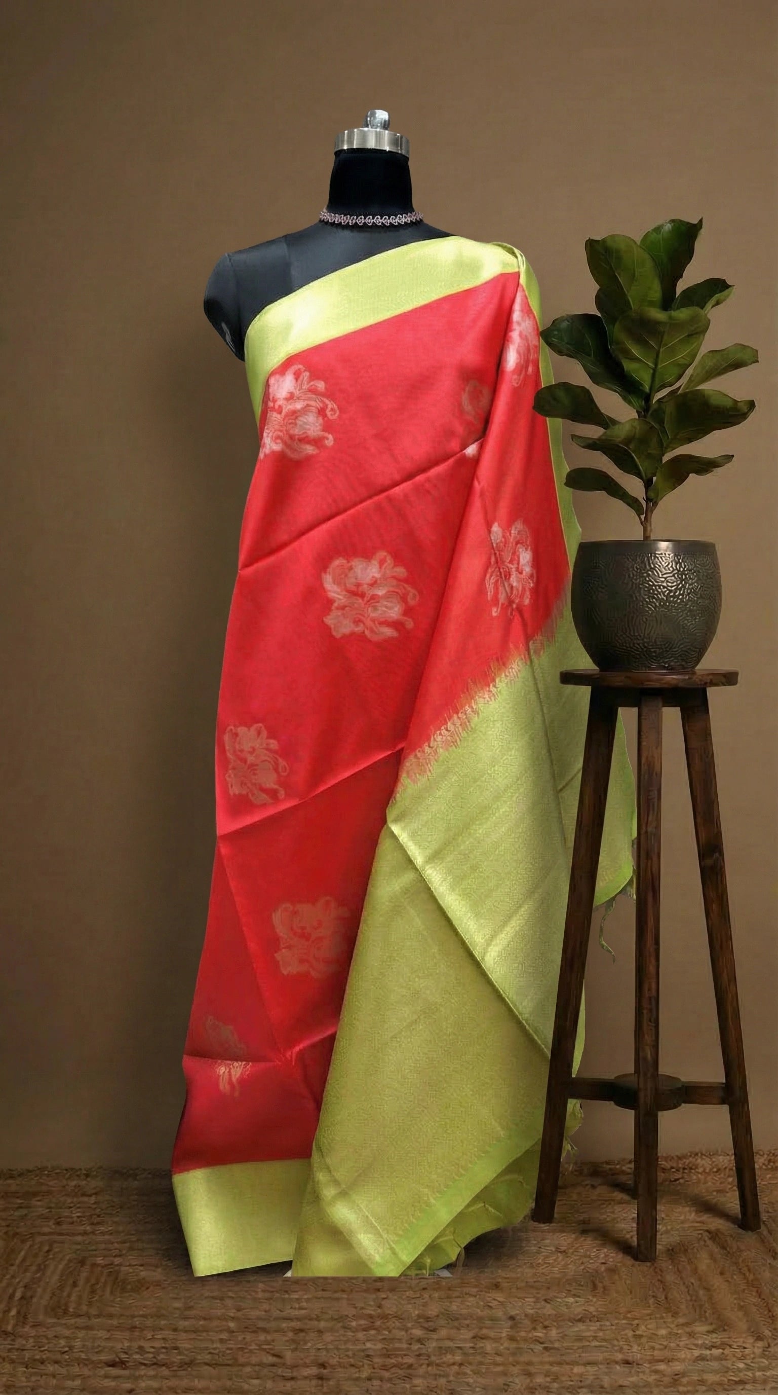 Fire Red Chandheri Pattu saree