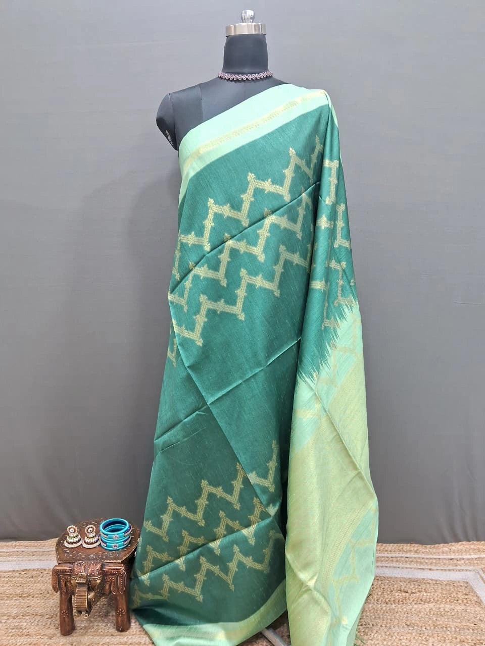 Green Chandheri Pattu saree 