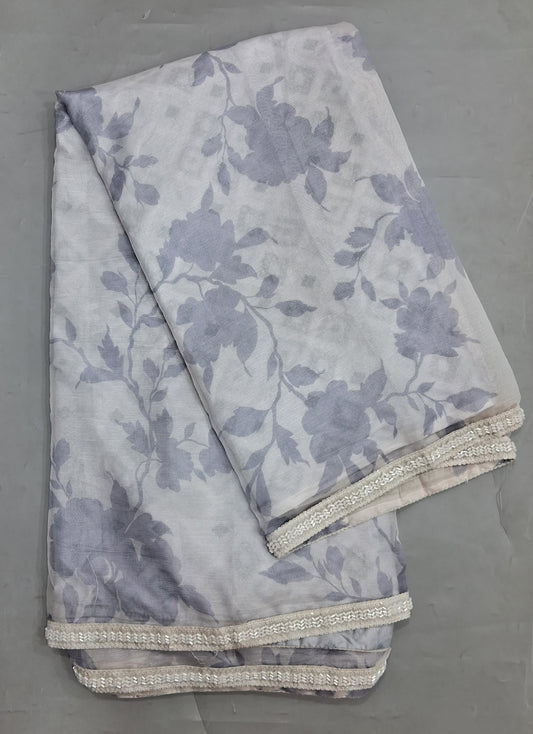 Off-White Chiffon Saree