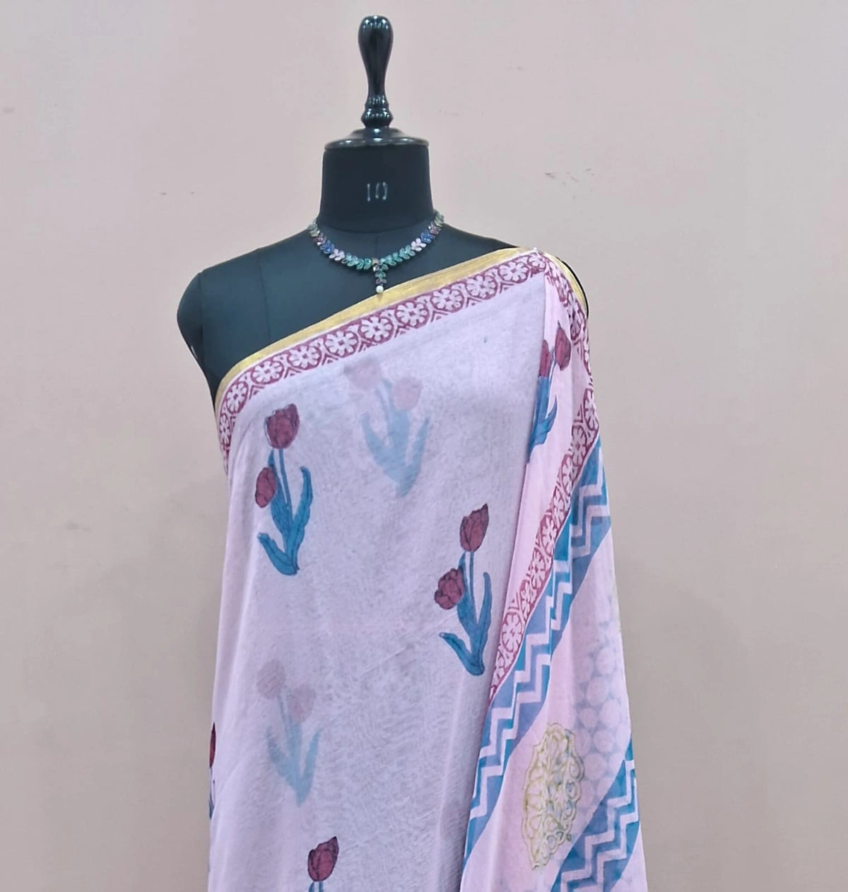 Blush Pink Chiffon Saree 1