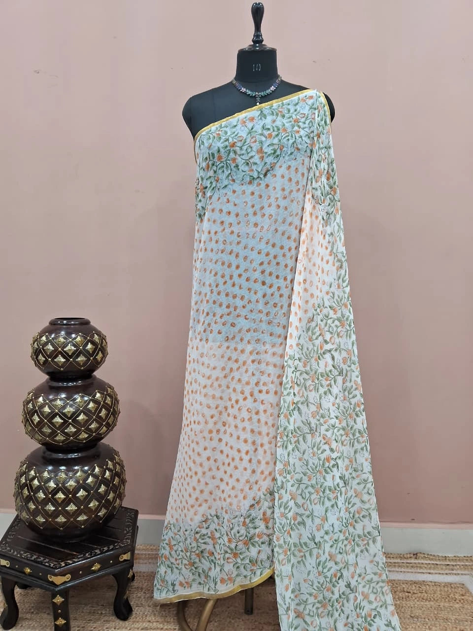 White Chiffon Saree