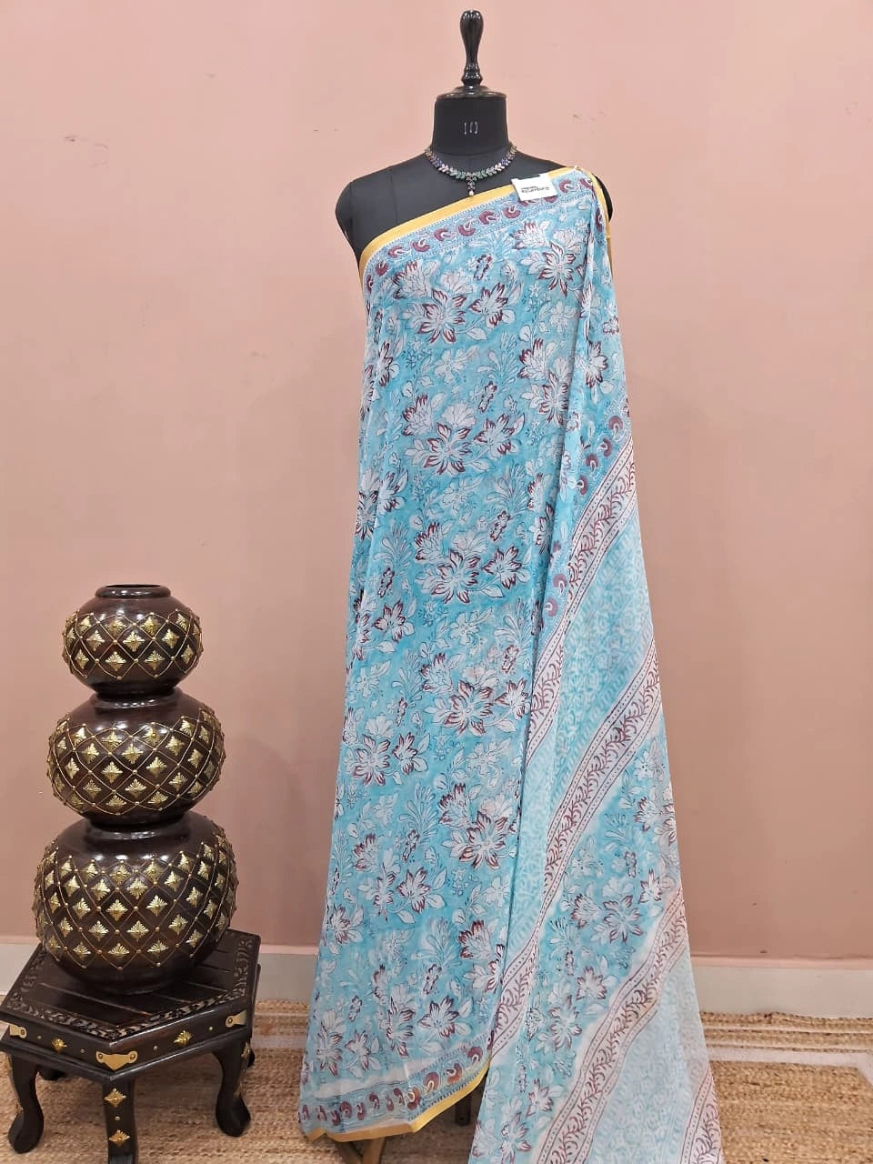 Sky Blue Chiffon Saree