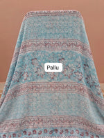 Sky Blue Chiffon Saree Pallu