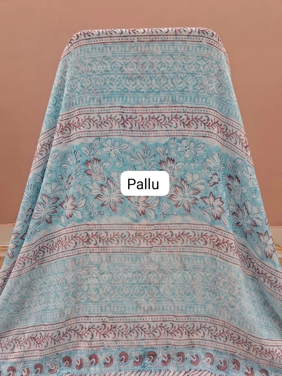 Sky Blue Chiffon Saree Pallu