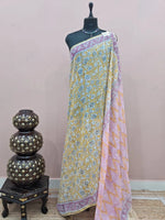 Light Mustard Yellow Chiffon Saree