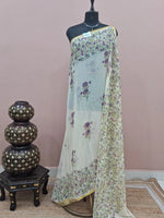 Light Pista Green Chiffon Saree 