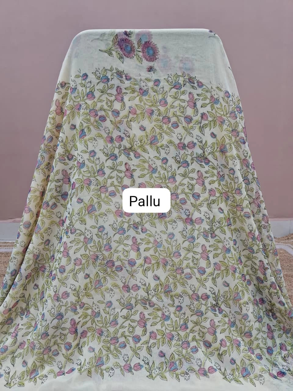 Light Pista Green Chiffon Saree Pallu
