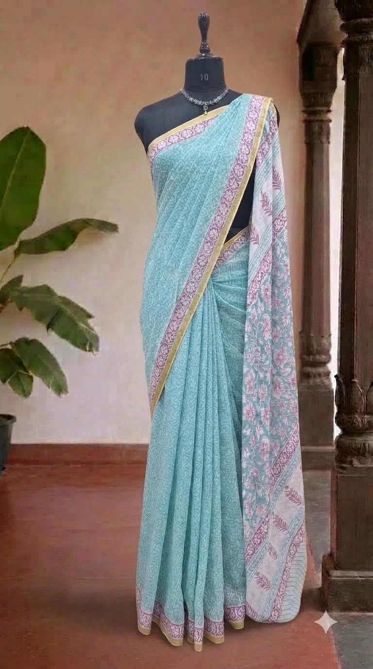 White Pure Chiffon Saree 