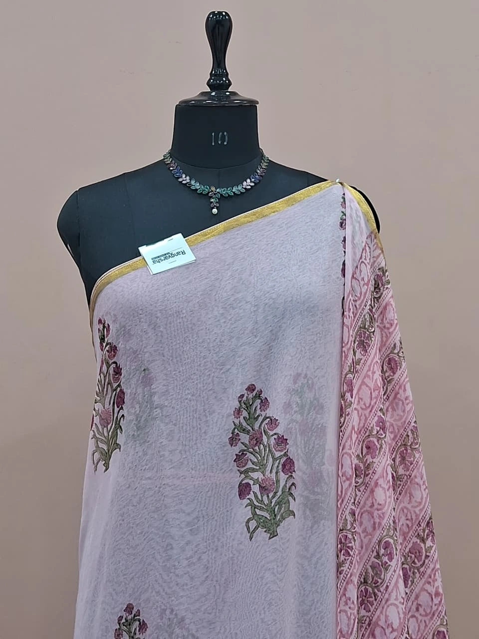 Light Baby Pink Chiffon Saree 1