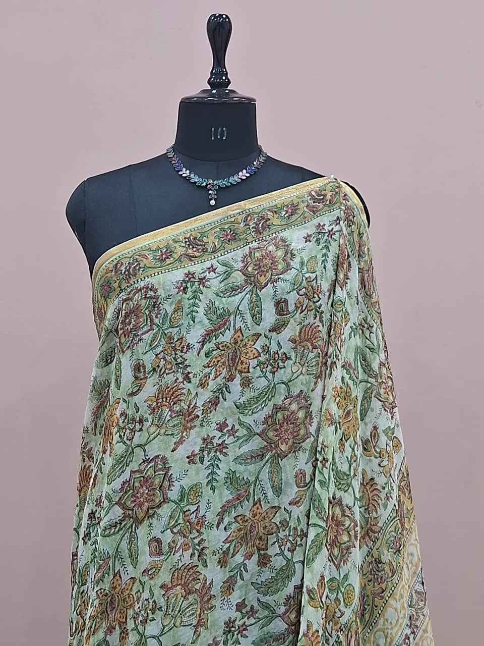 Pista Green Chiffon Saree 1
