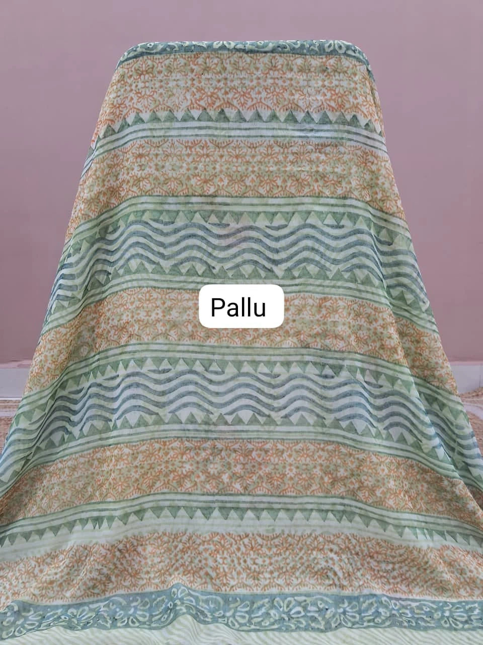 Pastel Pista Green Chiffon Saree Pallu