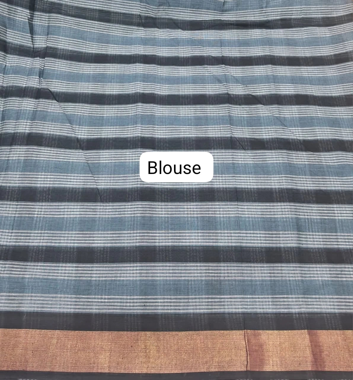 Grey, Black, and White Checked Cotton Saree Blouse
