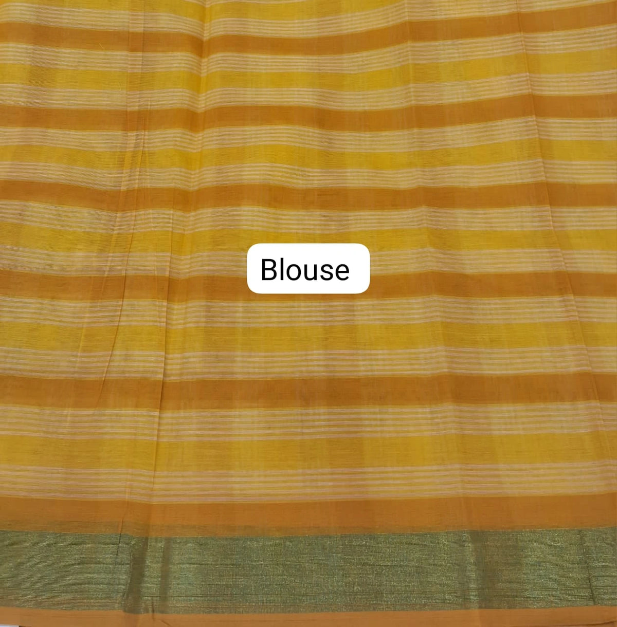 Yellow, Orange, and White Checked Cotton Saree Blouse