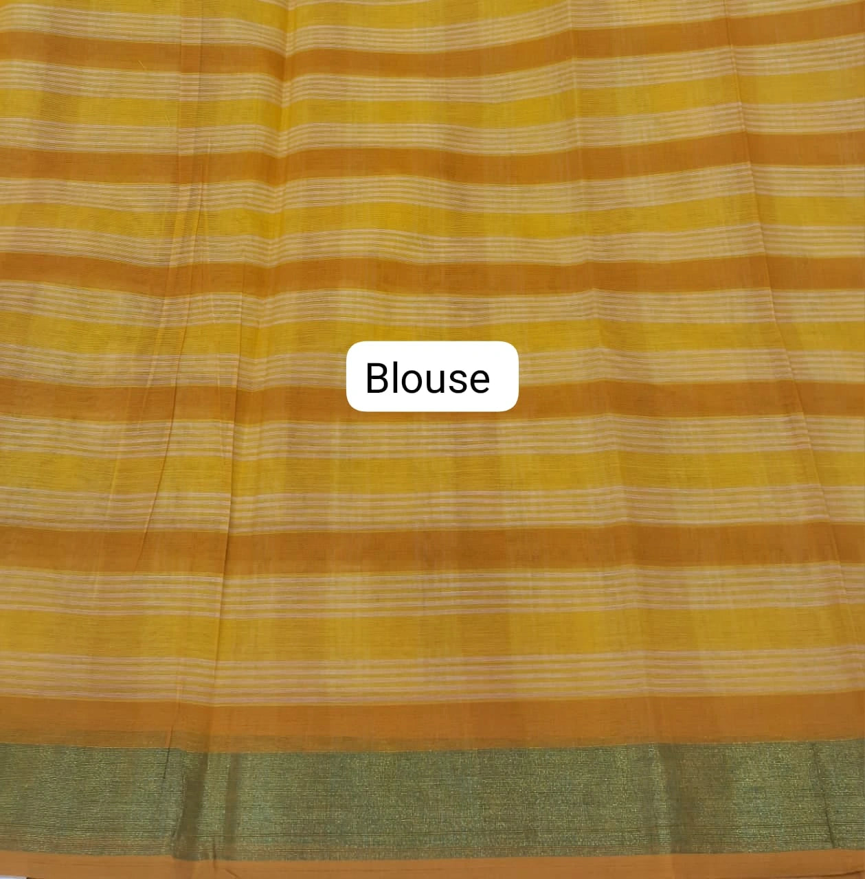 Yellow, Orange, and White Checked Cotton Saree Blouse