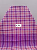 Purple, Peach, and White Checked Cotton Saree pallu