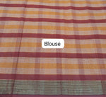 Red, Yellow, and White Checked Cotton Saree Blouse