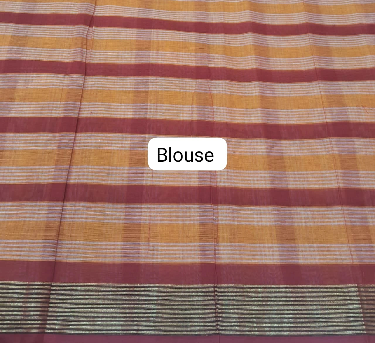 Red, Yellow, and White Checked Cotton Saree Blouse